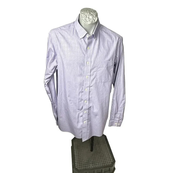 Eddie Bauer  Mens Shirt Size LT Purple White Small Check Tall Long Sleeve - Picture 1 of 7